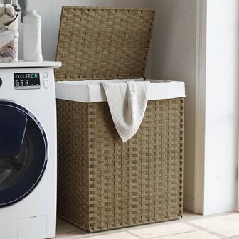 Wasmand met deksel 46x33x60 cm poly rattan 1