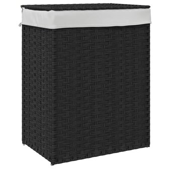 Wasmand met deksel 46x33x60 cm poly rattan zwart 2