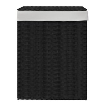 Wasmand met deksel 46x33x60 cm poly rattan zwart 3