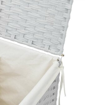 Wasmand met deksel 46x33x60 cm poly rattan wit 8