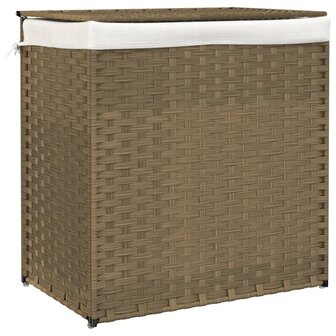 Wasmand met 2 vakken 53x35x57 cm poly rattan 2