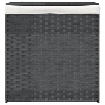 Wasmand met 2 vakken 53x35x57 cm poly rattan grijs 3