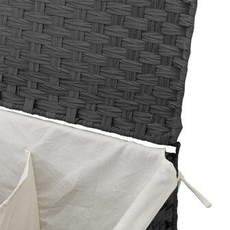 Wasmand met 2 vakken 53x35x57 cm poly rattan grijs 8