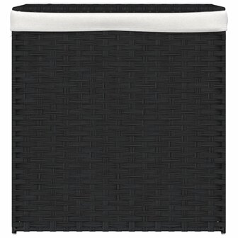 Wasmand met 2 vakken 53x35x57 cm poly rattan zwart 3