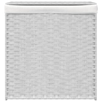 Wasmand met 2 vakken 53x35x57 cm poly rattan wit 3