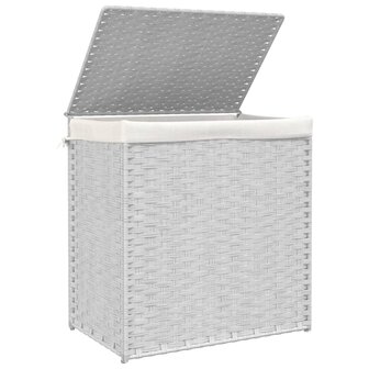 Wasmand met 2 vakken 53x35x57 cm poly rattan wit 4