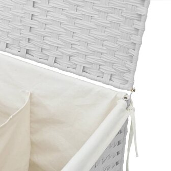 Wasmand met 2 vakken 53x35x57 cm poly rattan wit 8