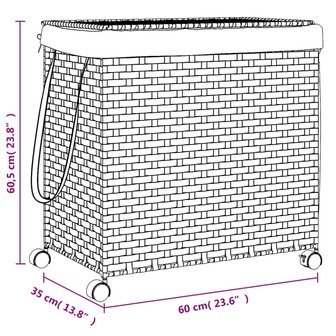 Wasmand op wielen 60x35x60,5 cm rattan 10