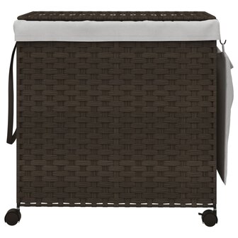 Wasmand op wielen 60x35x60,5 cm rattan donkerbruin 3