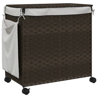 Wasmand op wielen 60x35x60,5 cm rattan donkerbruin 6