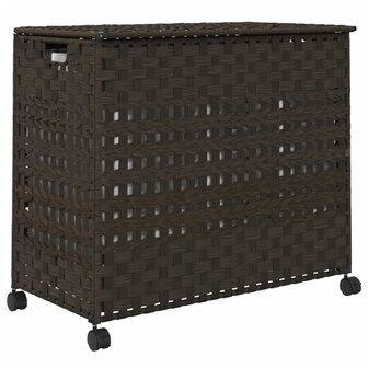 Wasmand op wielen 66x35x60 cm rattan donkerbruin 6