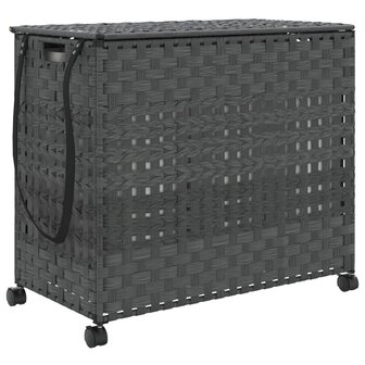 Wasmand op wielen 66x35x60 cm rattan grijs 2