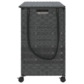 Wasmand op wielen 66x35x60 cm rattan grijs 5