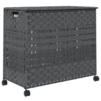 Wasmand op wielen 66x35x60 cm rattan grijs 6