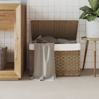 Wasmand met deksel 55,5x35x34 cm poly rattan 9