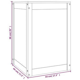 Wasmand 44x44x66 cm massief grenenhout grijs 10