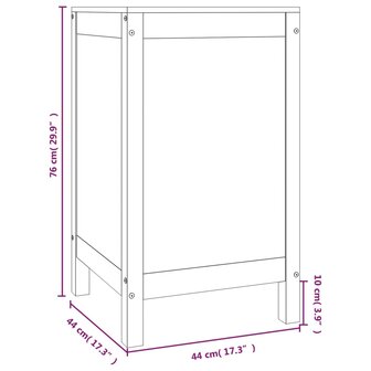 Wasmand 44x44x76 cm massief grenenhout wit 10