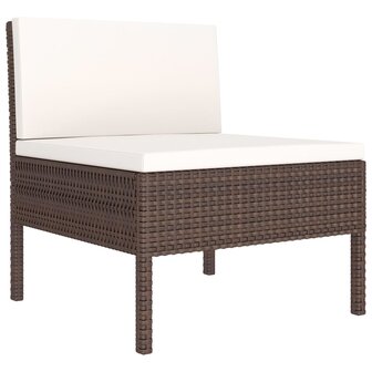 2-delige Loungeset met kussens poly rattan bruin 3