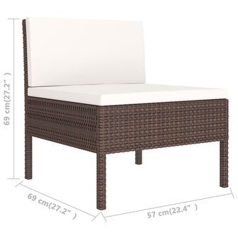 2-delige Loungeset met kussens poly rattan bruin 5