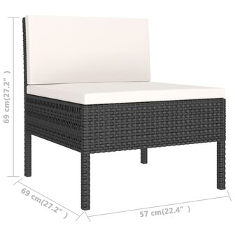 2-delige Loungeset met kussens poly rattan zwart 5