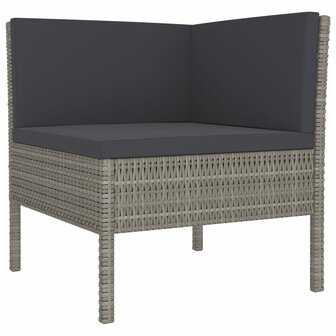 2-delige Loungeset met kussens poly rattan grijs 3