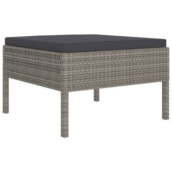 2-delige Loungeset met kussens poly rattan grijs 4