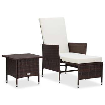 2-delige Loungeset met kussens poly rattan bruin 1