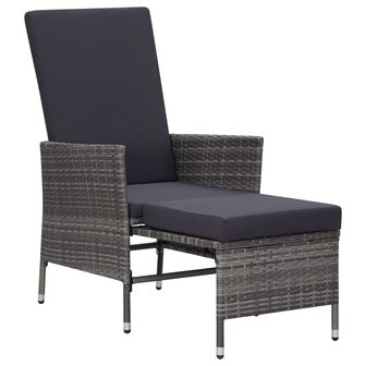 2-delige Loungeset met kussens poly rattan grijs 3