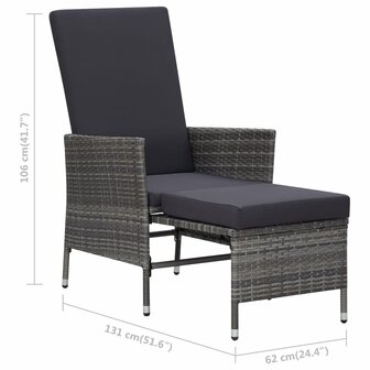 2-delige Loungeset met kussens poly rattan grijs 11