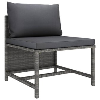 3-delige Loungeset met kussens poly rattan grijs 2