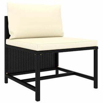 3-delige Loungeset met kussens poly rattan zwart 2