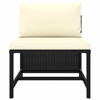 3-delige Loungeset met kussens poly rattan zwart 3