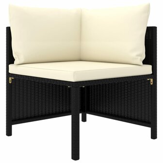 4-delige Loungeset met kussens poly rattan zwart 2