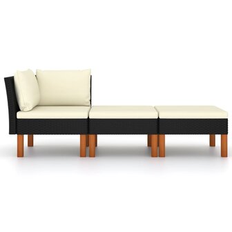 3-delige Loungeset poly rattan en massief eucalyptushout 2