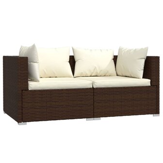 3-delige Loungeset met kussens poly rattan bruin 3