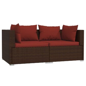 3-delige Loungeset met kussens poly rattan bruin 3