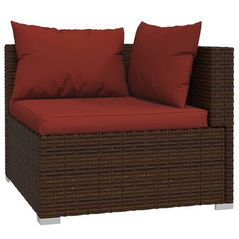 3-delige Loungeset met kussens poly rattan bruin 5