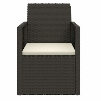 3-delige Loungeset met kussens poly rattan zwart 4