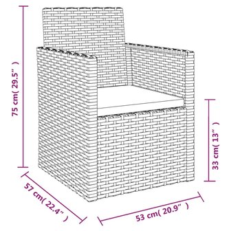 3-delige Loungeset met kussens poly rattan zwart 12