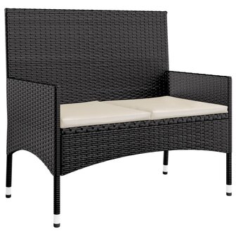 4-delige Loungeset met kussens poly rattan zwart 10