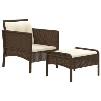 2-delige Loungeset met kussens poly rattan bruin 3