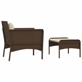 2-delige Loungeset met kussens poly rattan bruin 5