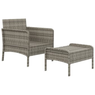 2-delige Loungeset met kussens poly rattan grijs 4