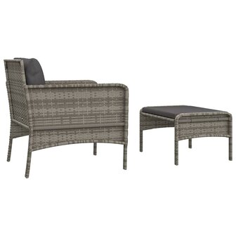 2-delige Loungeset met kussens poly rattan grijs 5