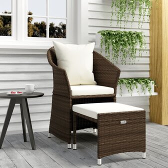 2-delige Loungeset met kussens poly rattan bruin 1