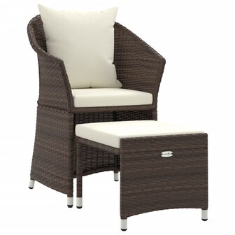 2-delige Loungeset met kussens poly rattan bruin 2