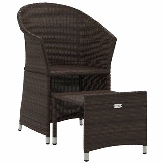 2-delige Loungeset met kussens poly rattan bruin 3