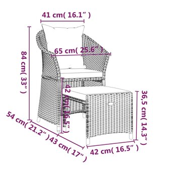 2-delige Loungeset met kussens poly rattan bruin 9