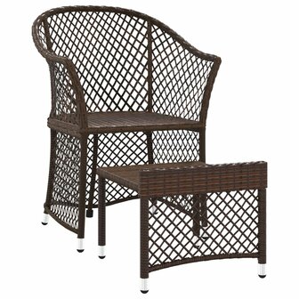 2-delige Loungeset met kussens poly rattan bruin 7