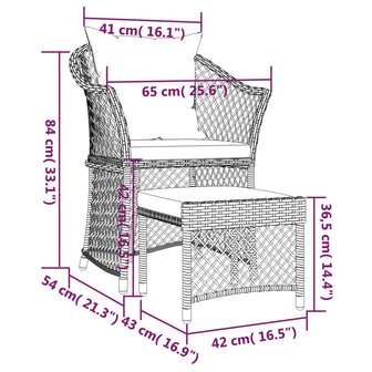 2-delige Loungeset met kussens poly rattan zwart 9